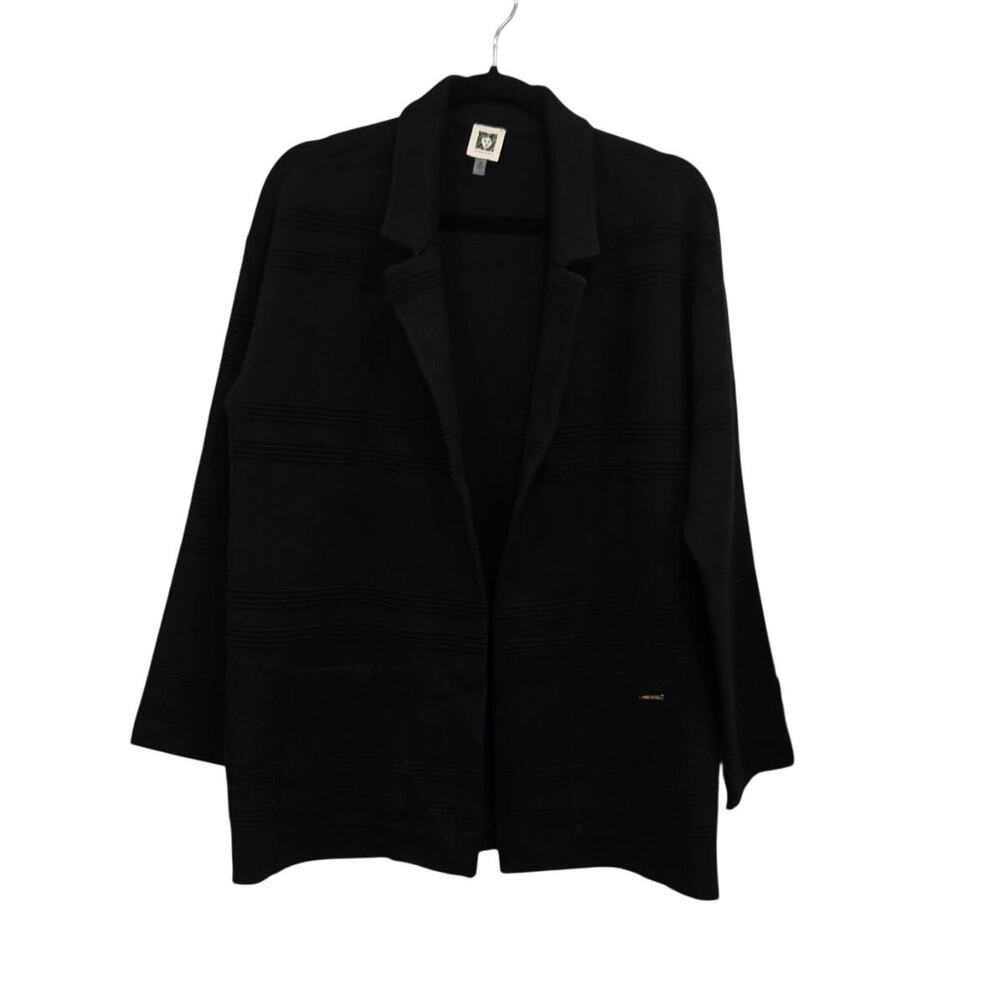 Anne Klein Black Knit Blazer Open Front Jacket Career Professional Womens Size M